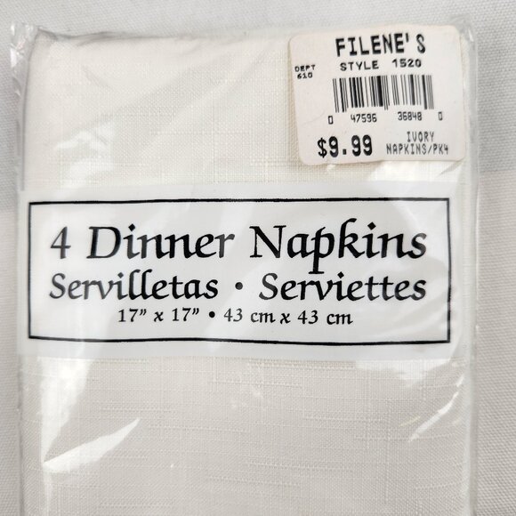 Vintage Bardwil Linen Napkins Set | Classic White | Filene’s Label | Gift Ready - Picture 4 of 6